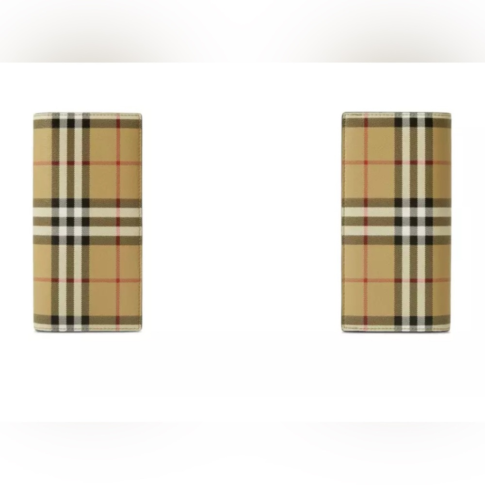 Burberry Tan and Black Check Card Holder